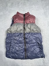 Old Navy Puffer Vest Boys Medium 8 Red Blue Gray Striped Jacket