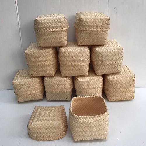 Vintage Thai Handicraft Kratip Sticky Rice Small Bamboo Serving Basket Size3"X3" - Picture 90 of 96