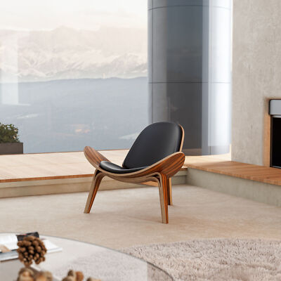 Used Hans Wegner Shell Lounge Chair Accent Side Chair Padded Seat Retro Design