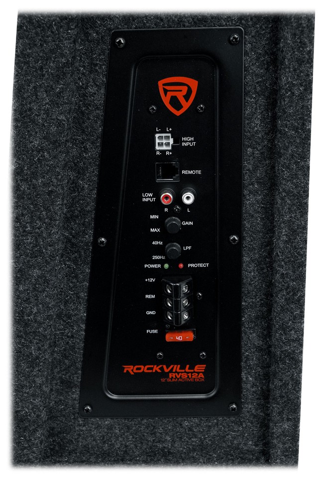 Rockville RVS12A 12" Slim Vented Powered Car Subwoofer Enclosure, 1400