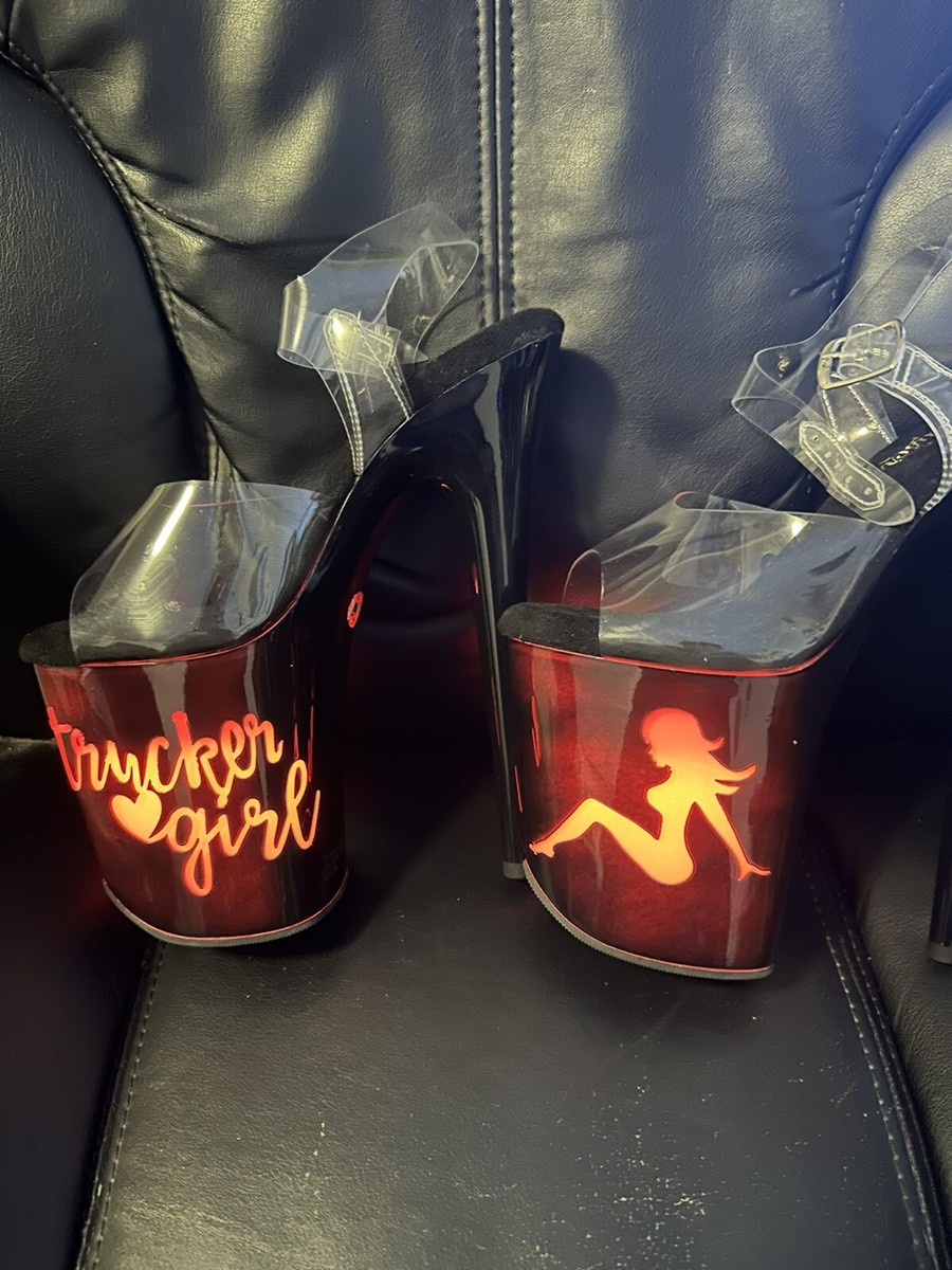 Pleaser 8 light up trucker girl platform shoes stilettos