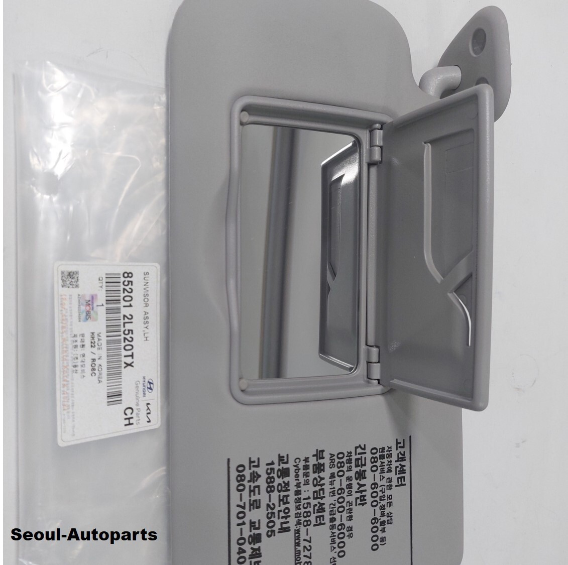 Genuine Hyundai Left Sun Visor With Mirror – Gray, Part #852012L520TX, For I30, I30CW 2008-2011 With Sunroof - View #5