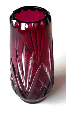 Vase Bohemian Cranberry Rubinrot Kristallschliff