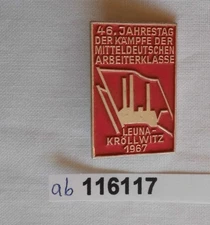 GDR badge 46th anniversary of the March battles Leuna Kröllwitz 1967 (116117)
