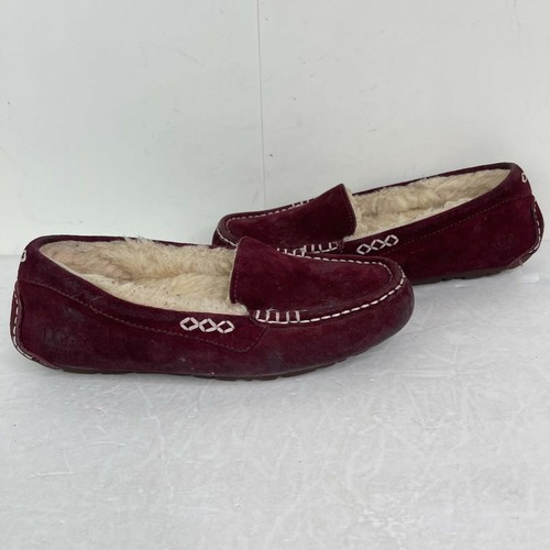 Ansley Red Burgundy Suede Slippers 