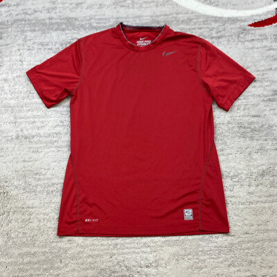 Nike Pro Combat Shirt Large Red Compression Performance Swoosh Drifit  Outdoors