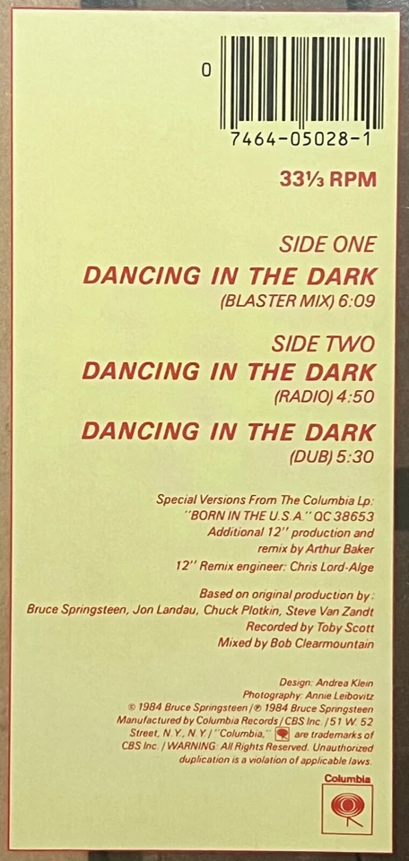 Gebraucht Bruce Springsteen - Dancing IN The Dark - EP Columbia 44-05028 (1984) - Bild 3 von 4