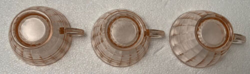Three (3) Anchor Hocking Block Optic Depression Pink Cups - Picture 3 of 4