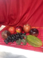 Vtg Faux Artificial Fruit And Vegetables Plastic 7 Pieces