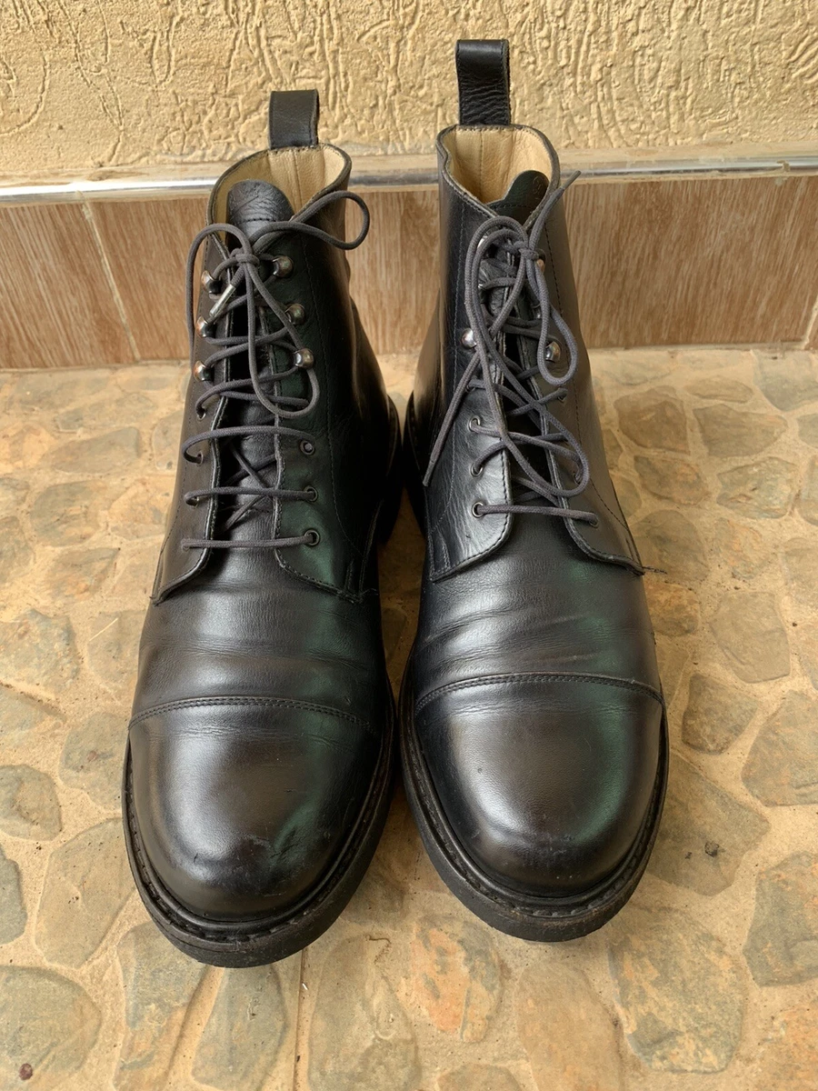 Paraboot Captoe Black Leather Men's Lace-Up Boot SZ UK 7