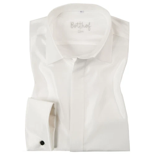 Botthoff gala shirt, shark collar or New Kent collar in wool white size 45 slim fit