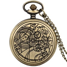Antique Style Doctor Who Quartz Analog Pocket Watch Lot with Chain Unisex Gifts