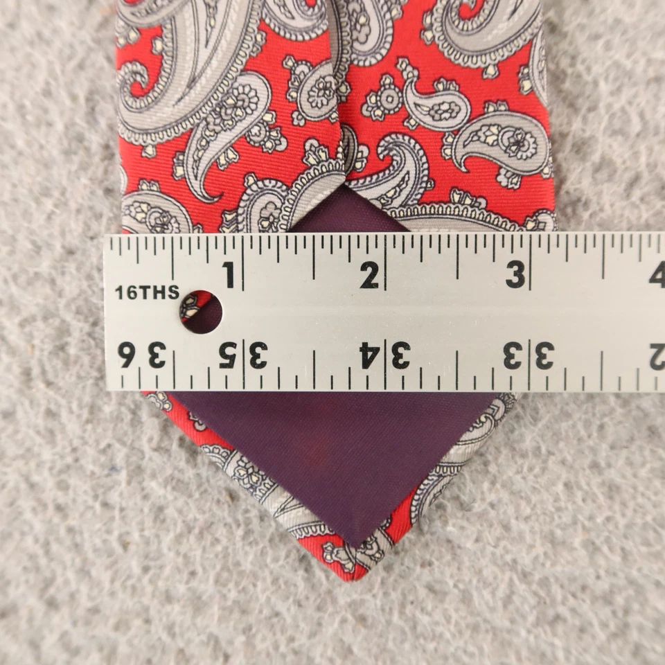 Corbata Stafford roja cachemira 100 % seda 3" Foto 4 de 4