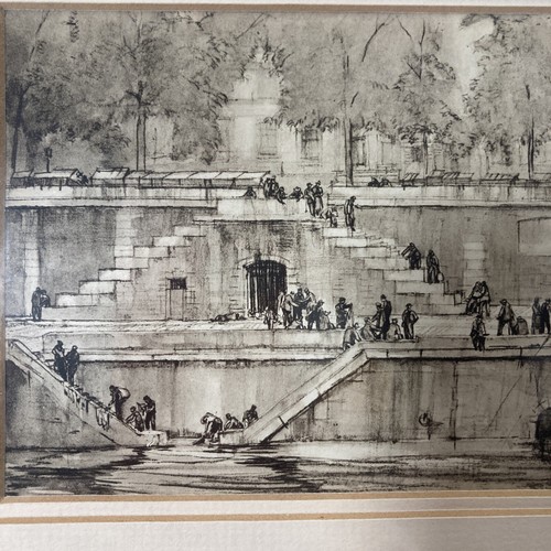 Seine Quayside Henry Rushbury Paris France 1929 Lithograph Print - Bild 4 von 10