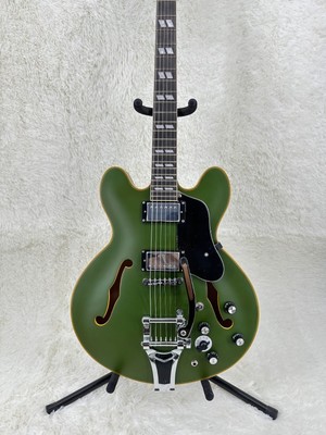 Semi Hollow Green Electric Guitar Rocker System Black Guard Mahogany Body