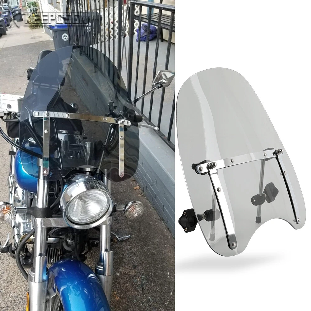 Light Smoke Windshield Windscreen Deflector w Clamps For Yamaha V