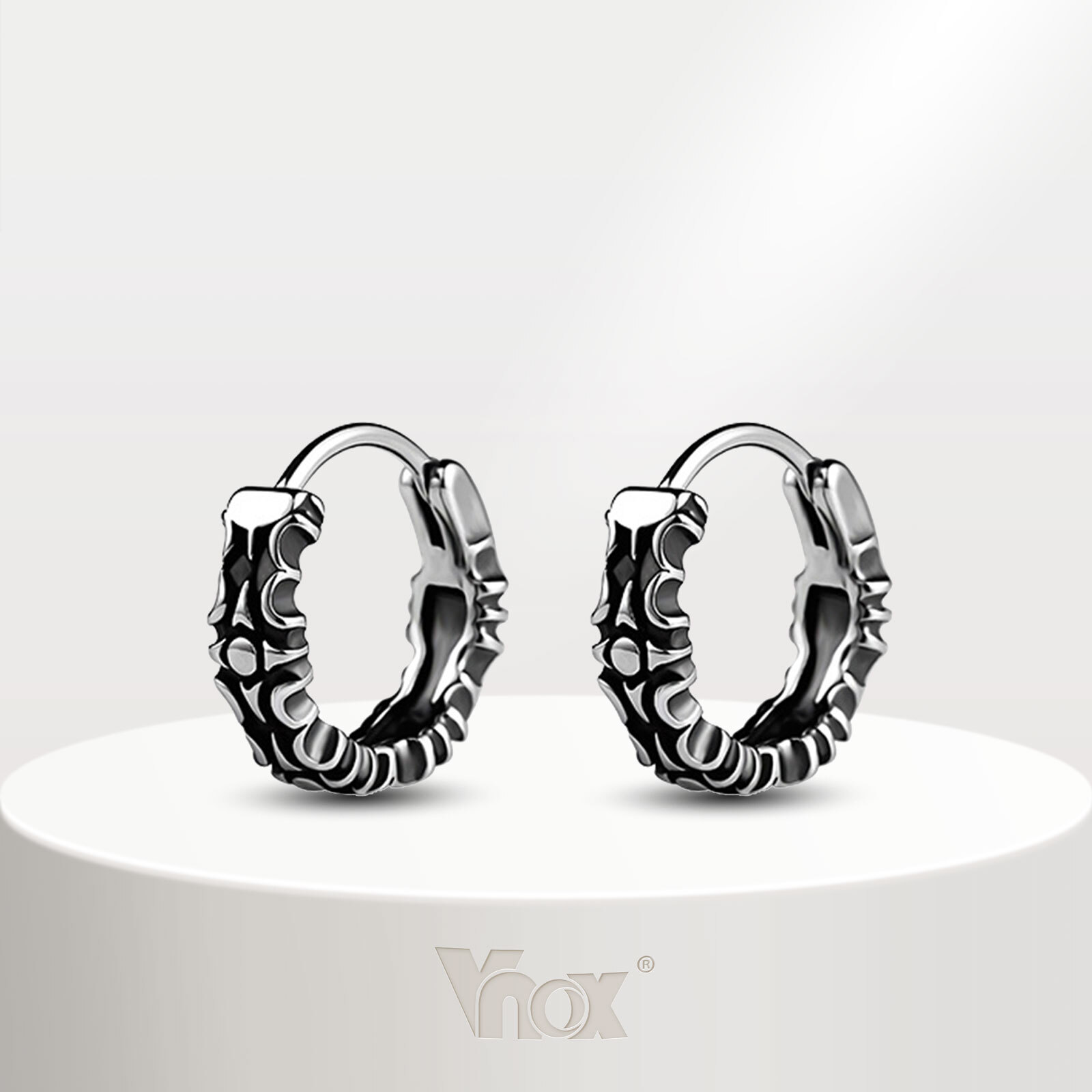 Gothic Skull Stainless Steel Hoop Earrings for Men and Women, Retro Metal Huggies-image