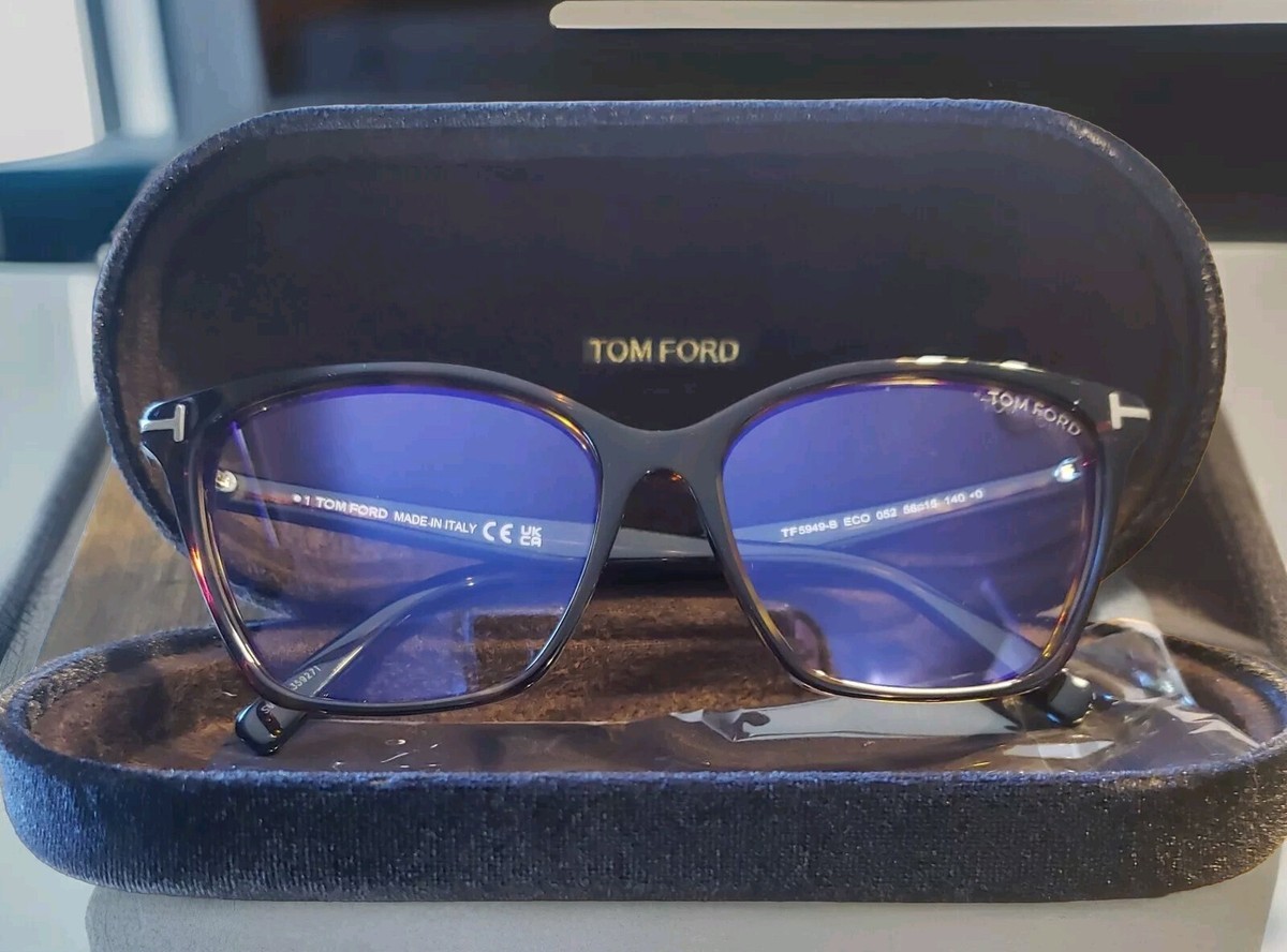 Tom Ford Eyewear with Blue Lenses tf5949b Tom Ford FT5949-B 050 Light Brown Gradient Blue Block Demo  main image 4