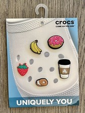 Crocs Jibbitz Charms 5 Pk BREAKFAST Bananas Donut Coffee Cup Bagel Strawberry