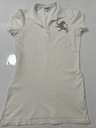 Express Women's Lion White Pullover Short Sleeve Pique Polo Shirt Sz M - Picture 7 of 12