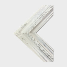 20 x 24 In stock-Traditional compo ornate wood frame, distressed white, white