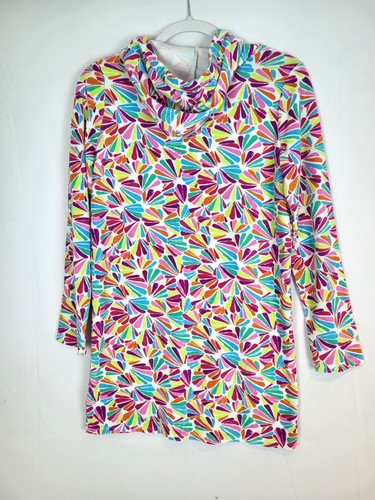 Lands' End Girls Terry Swim Cover Up Size Xl 14-16 Hooded Pockets - Picture 2 of 5