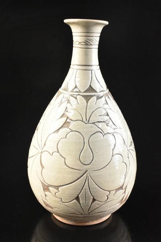 T906: Korean Goryeo celadon Flower sculpture FLOWER VASE Ikebana, auto