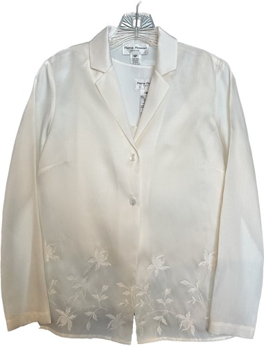 VTG Silk Exchange Shirt Womens L Black White Silk V Neck Button