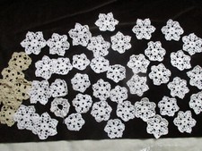 44 Vtg White/Ecru Lace Crocheted UNSTARCHED Snowflake Christmas Ornaments