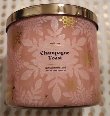 New Bath & Body Works - WHITE BARN - 3-Wick Candle - ''CHAMPAGNE TOAST'' 