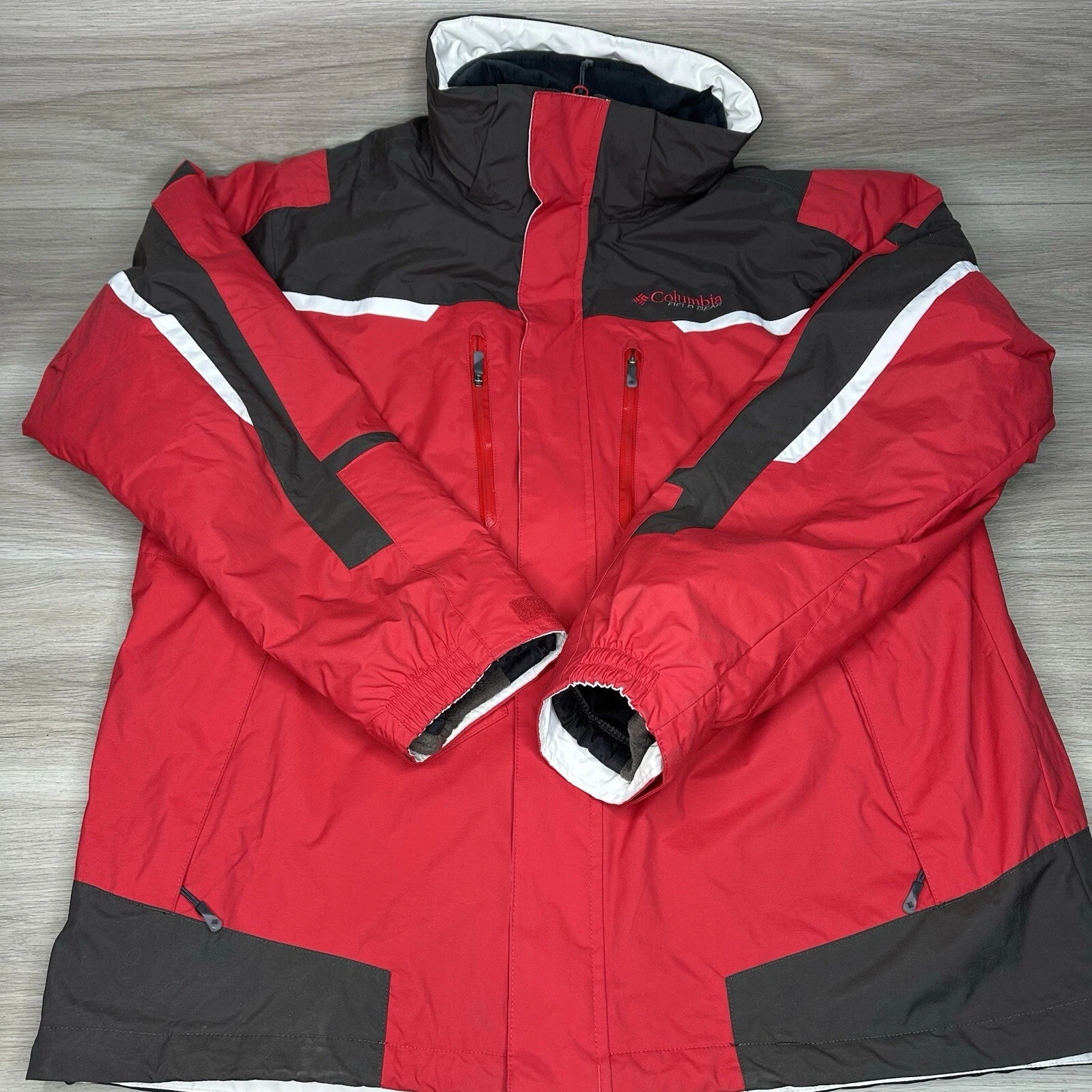 Columbia Jacket Mens Large Omni-tech Field Gear Interchange Red NICE