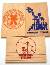 Universal Studios Hollywood Ca & Director's Club Wood Postcards Set of 3 Vintage