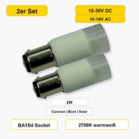 Ba15D Led 12V 24V 2Er Set Warmweiß 2700K 2W Caravan Boot Solar