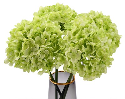 Spring Hydrangea Artificial Flowers Silk - 4 Bundles Faux Fake Flowers for Ho...