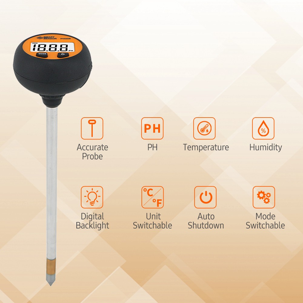 .SMART SENSOR PH328 Digital Backlight Soil Tester 3 In 1 PH/ Moisture/