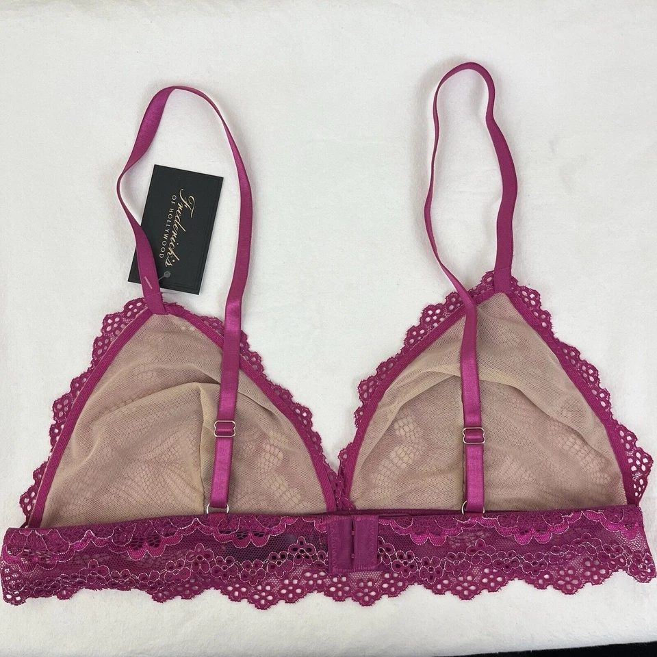 Bralette Frederick’s of Hollywood Caroline forrado de encaje y malla XL fucsia Foto 2 de 4