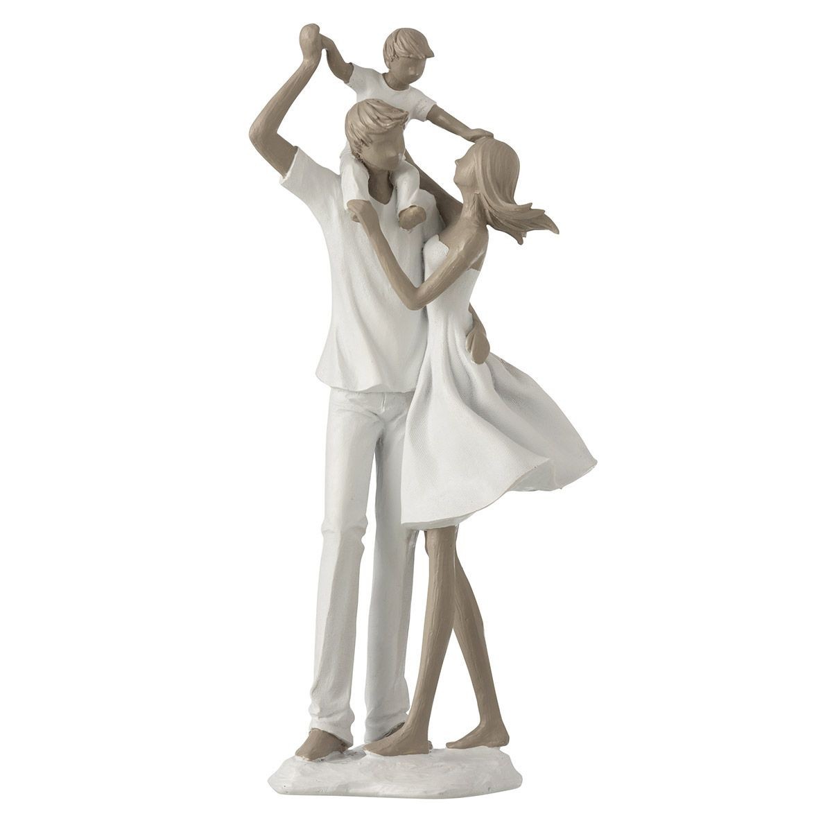 Statuette Couple & Enfant 39cm Blanc en céramique design pour salon