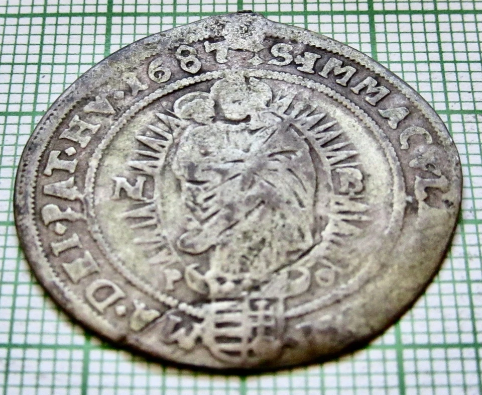HUNGARY LEOPOLD I 1687 15 KREUZER KRAJCAR, RADIANT MADONNA, SILVER - Image 3 of 4