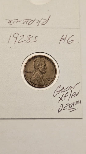 wheat penny 1928S HIGH GRADE XF+ LINCOLN CENT 1928-S LOT #6 STRONG WHEAT EAR'S