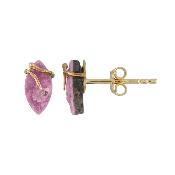 Cavill Ohrringe 2,5Ct Kalzit Silber 925 Vergoldet Pink Schwarz Dreieckig-image