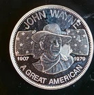 1979 John Wayne Engravable Reverse Great American Bullion-0.999 Silver 1 Oz Coin
