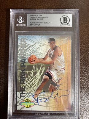 BAS/BGS 93-94 ULTRA Toni Kukoc FAMOUS NICKNAMES Auto PINK PANTHER