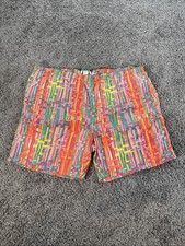 Vtg Lacoste Swim Trunks Men  s XL Alligator Mesh Lined Drawstring Geometric Print