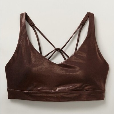 Athleta NWT Solace Bra A-C Cup XL Toasted Brown Shine activewear women s