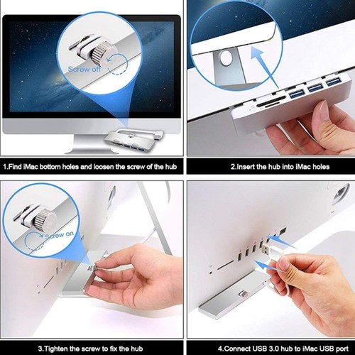 Alloy USB 3.0 Hub Adapter Splitter + SD/TF Card Reader For iMac 21.5 27 PRO Slim - 第 9/12 張圖片
