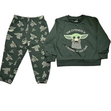 Kids Star Wars Grogu The Child "The Cuteness Is Strong" Sweatshirt Pants Set 4T