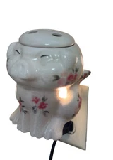 Ceramic Pig Wax Warmer Plug In Night Light Farmhouse Cottage Decor