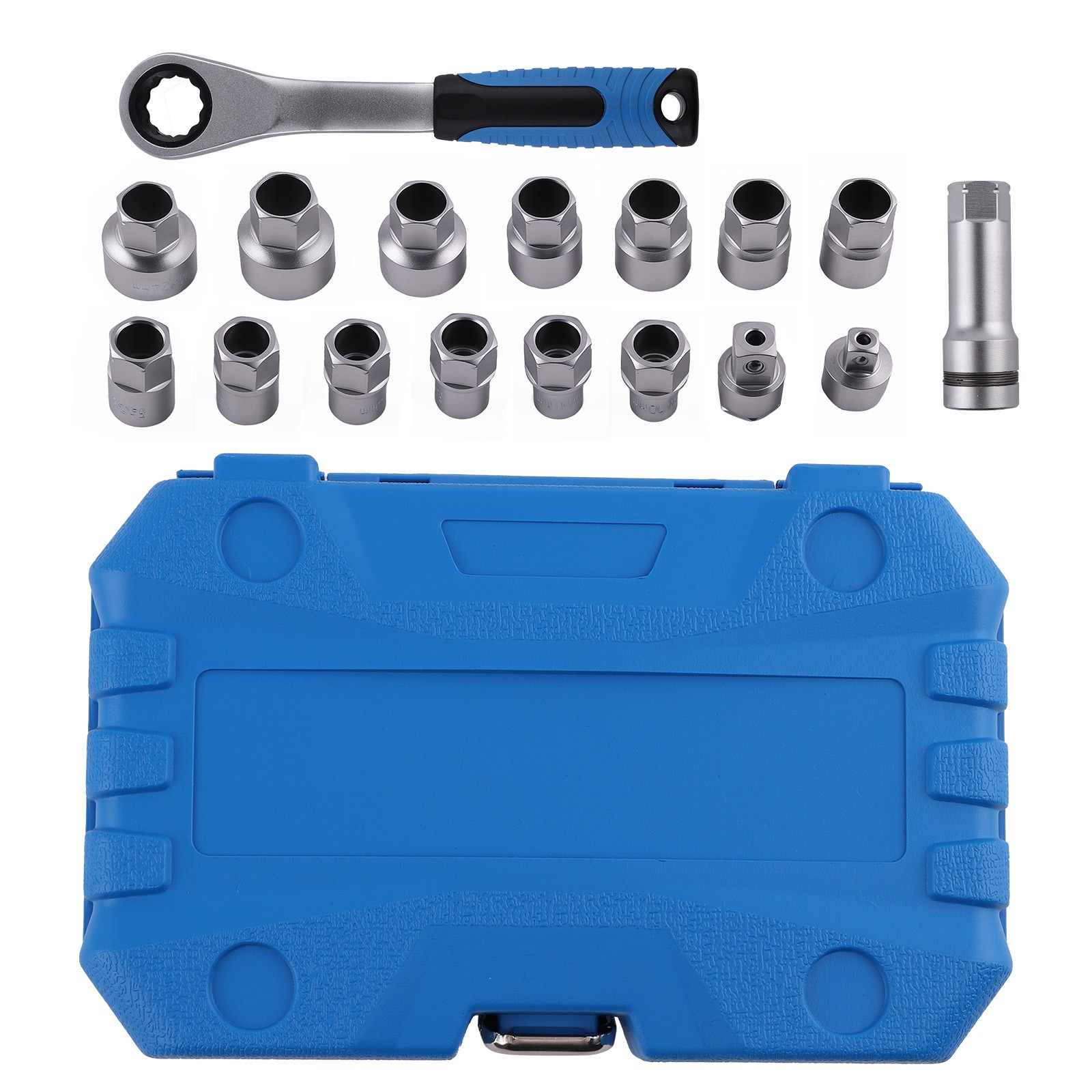 Coffret de douilles débouchantes CRV de 10 à 24mm pour cliquet réversible de mécanicien