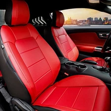 Menifomory for Ford Mustang Hardtop Coupe seat cover 2015-25 Full Set Red+Black