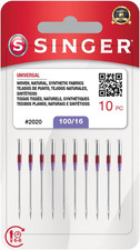 10-Pack Universal 2020 Sewing Machine Needles, Size 100/16